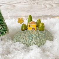Image 1 of SALE Yellow House on a Hill Ceramic Piece