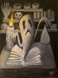 Image 1 of Ghostly Spell Book 6 X 8 Giclee Print