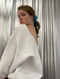 Image 11 of White oversized sweatshirt with open back 
