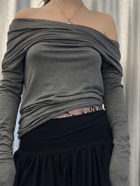 Image 1 of Dark Grey Off-Shoulder Viscose Top – Handmade in Berlin