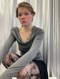 Image 10 of Dark Grey Off-Shoulder Viscose Top – Handmade in Berlin