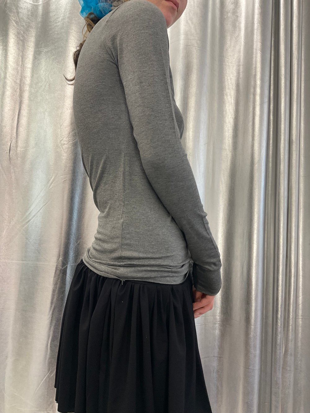 High neck grey viscose top