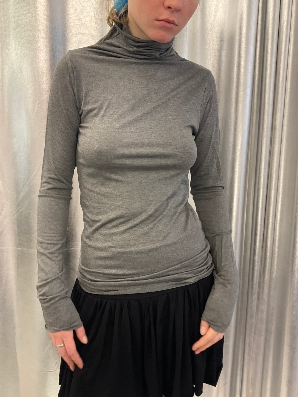 High neck grey viscose top