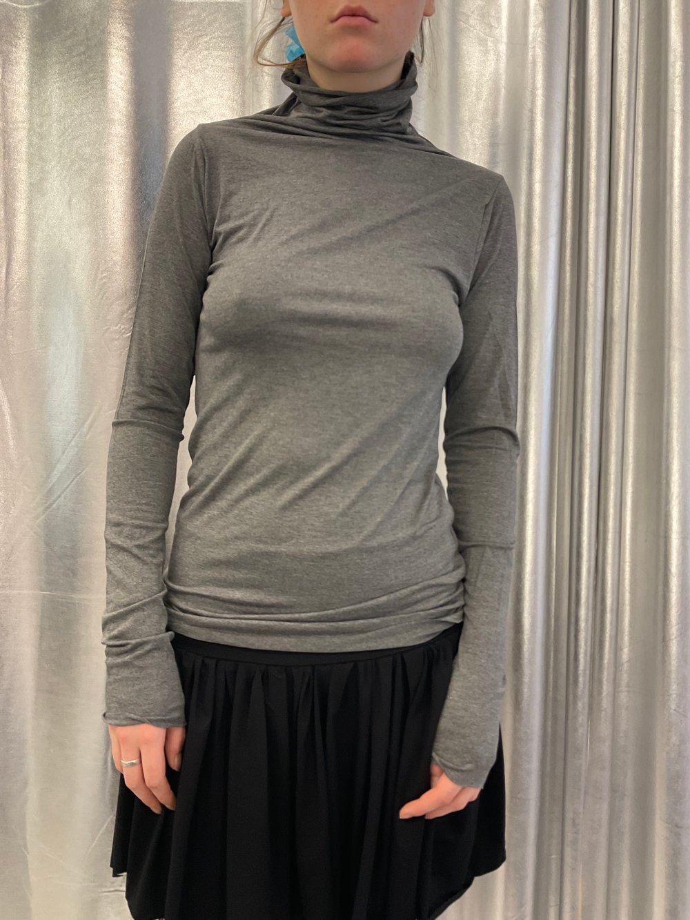 High neck grey viscose top