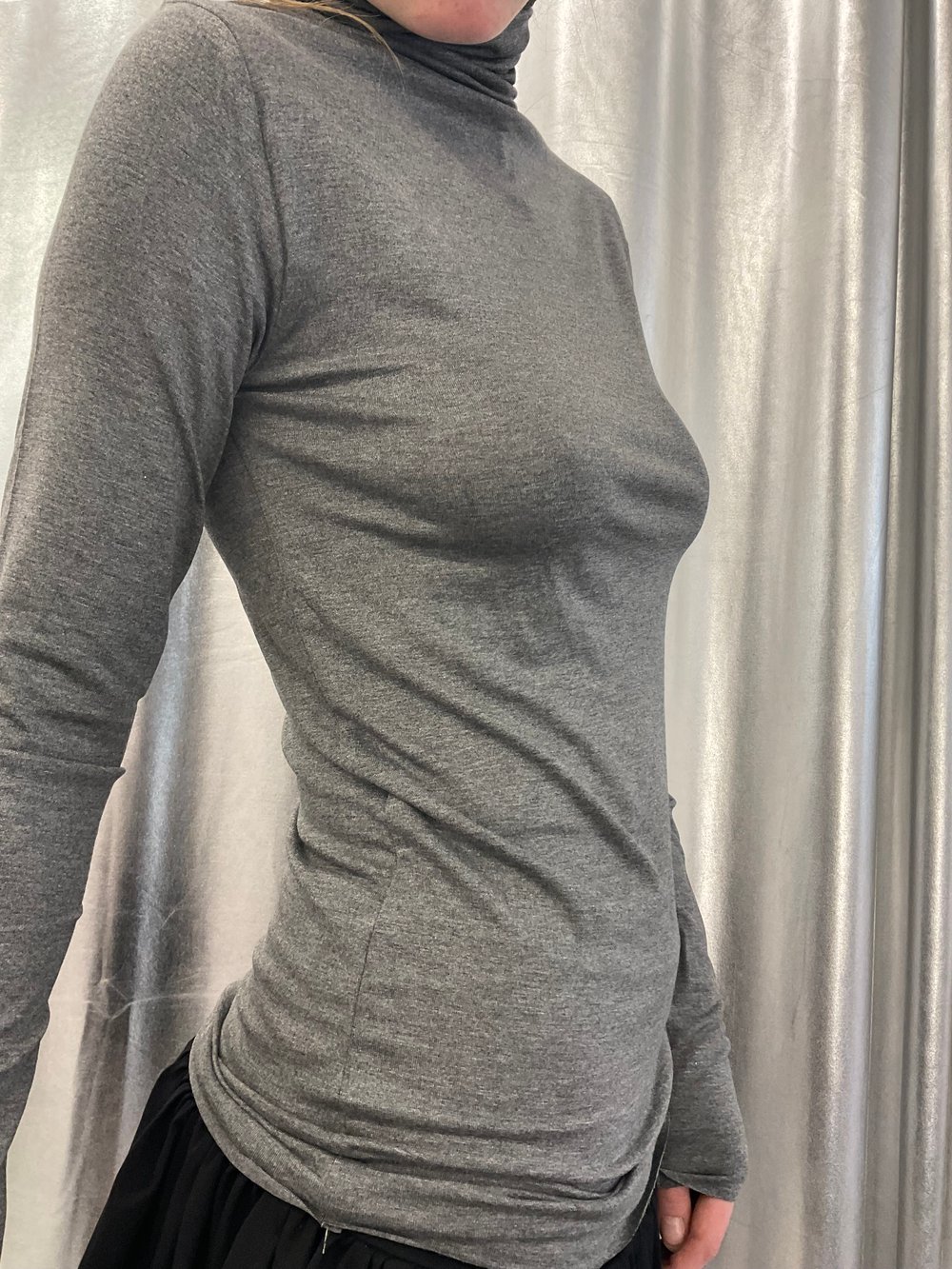 High neck grey viscose top