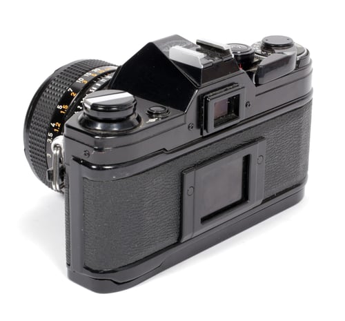 Image of BLACK CANON AE-1 35mm SLR Film Camera with 50mm F1.4 Lens