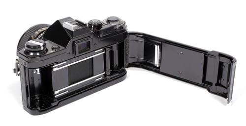 Image of BLACK CANON AE-1 35mm SLR Film Camera with 50mm F1.4 Lens