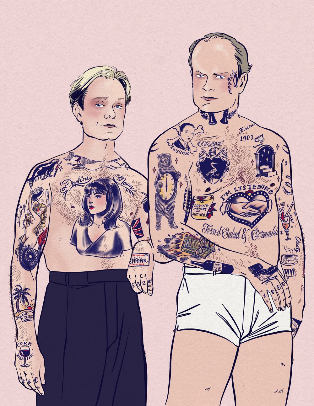 Image of Frasier & Niles Tattoo Bro Print