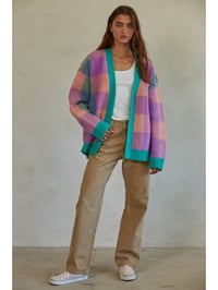 Image 1 of Gingham Oversized Cardigan