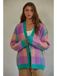 Image 2 of Gingham Oversized Cardigan