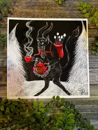 Krampus With Cocoa 8 X 8 Giclee Print
