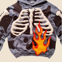 Image 3 of REWORKED 3D PUFF SKELETON FLOW WITH FLAME HOODIE SIZE LARGE