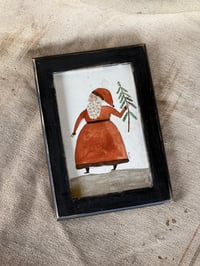 Pine Tree Santa ~ small folk art watercolor