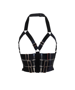 Image of MADE-TO-ORDER Elastic Harness Top in black satin (Size XS - XL)