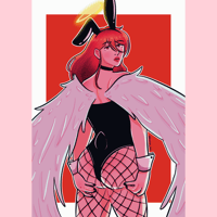 Image 2 of Print A5 Angel Devil en Traje de Conejito