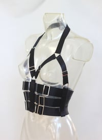 Image 2 of Elastic Harness Top in black satin (Size XS/S)