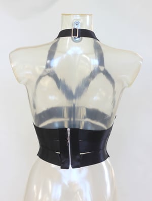 Image of MADE-TO-ORDER Elastic Harness Top in black satin (Size XS - XL)