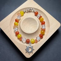 Image 1 of Carnelian/Fire Quarts/Yellow & White beaded Sun Bracelet