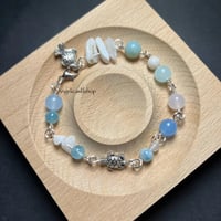 Image 1 of Blue Moonstone & Blue Beaded Turtle Bracelet
