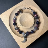 Image 1 of Iolite/Grey Agate/Blue Sandstone(MM)/Plum Tourmaline Moon Bracelet
