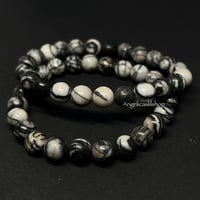 Image 1 of Black Spiderweb Agate Bracelet 