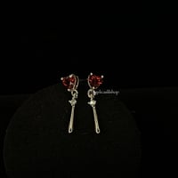 Image 2 of S925 Garnet heart dangle earring