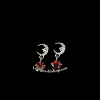 Image 1 of S925 Garnet moon earring