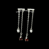 Image 1 of S925 Garnet Dangle Earring