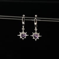 Image 1 of S925 Amethyst starburst heart earring