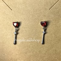 Image 1 of S925 Garnet heart dangle earring