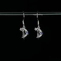 Image 1 of S925 Peridot/Amethyst moon earring