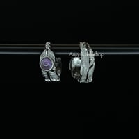Image 1 of S925 Amethyst Feather Earring