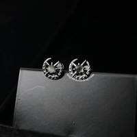 Image 1 of S925 Labradorite Crescent moon and star earrings