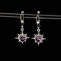 Image 2 of S925 Amethyst starburst heart earring