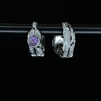 Image 2 of S925 Amethyst Feather Earring
