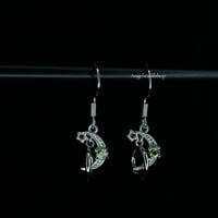 Image 2 of S925 Peridot/Amethyst moon earring