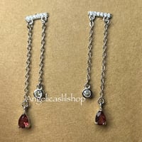 Image 3 of S925 Garnet Dangle Earring