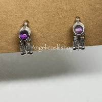 Image 3 of S925 Amethyst Feather Earring