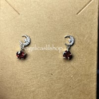 Image 4 of S925 Garnet moon earring