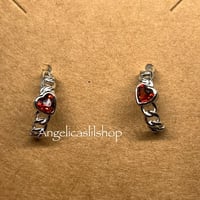 Image 3 of S925 Garnet heart earring