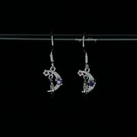 Image 3 of S925 Peridot/Amethyst moon earring