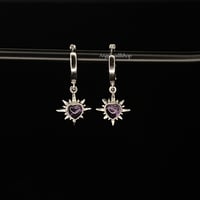 Image 4 of S925 Amethyst starburst heart earring