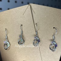 Image 4 of S925 Peridot/Amethyst moon earring