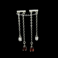 Image 5 of S925 Garnet Dangle Earring