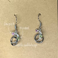 Image 5 of S925 Peridot/Amethyst moon earring