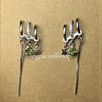 Image 4 of S925 Peridot Planet Earrings