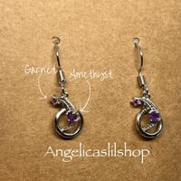 Image 6 of S925 Peridot/Amethyst moon earring