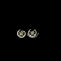 Image 6 of S925 Labradorite Crescent moon and star earrings
