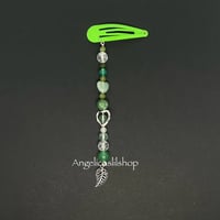 Green Aventurine/Clear Cracked Beaded Leaf Snap Hair Clip