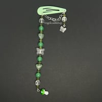 Green Aventurine/Clear Cracked Beaded Forest Snap Hair Clip